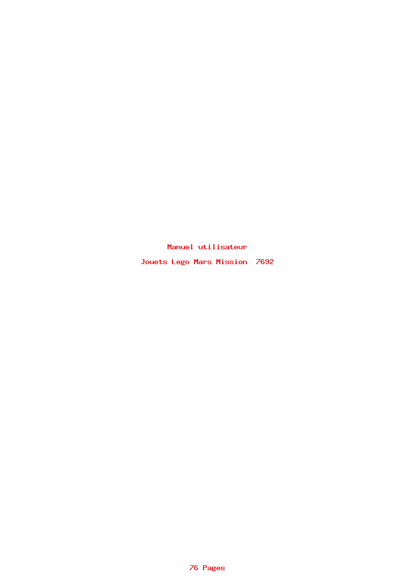 Page 1 de la notice Manuel utilisateur Lego Mars Mission  7692