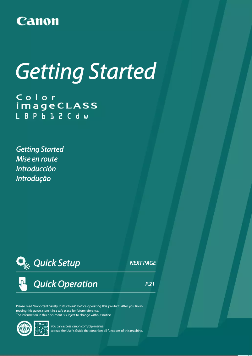 Page 1 de la notice Manuel utilisateur Canon imageCLASS LBP612Cdw