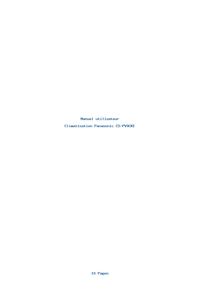 Page 1 de la notice Manuel utilisateur Panasonic CS-PV9CKE