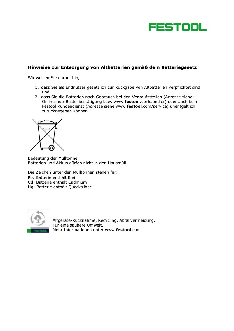 Page 1 de la notice Manuel d'utilisation et d'entretien Festool CXS Li 1,5 Plus