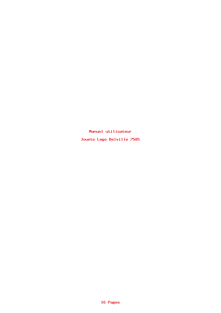 Page 1 de la notice Manuel utilisateur Lego Belville 7585
