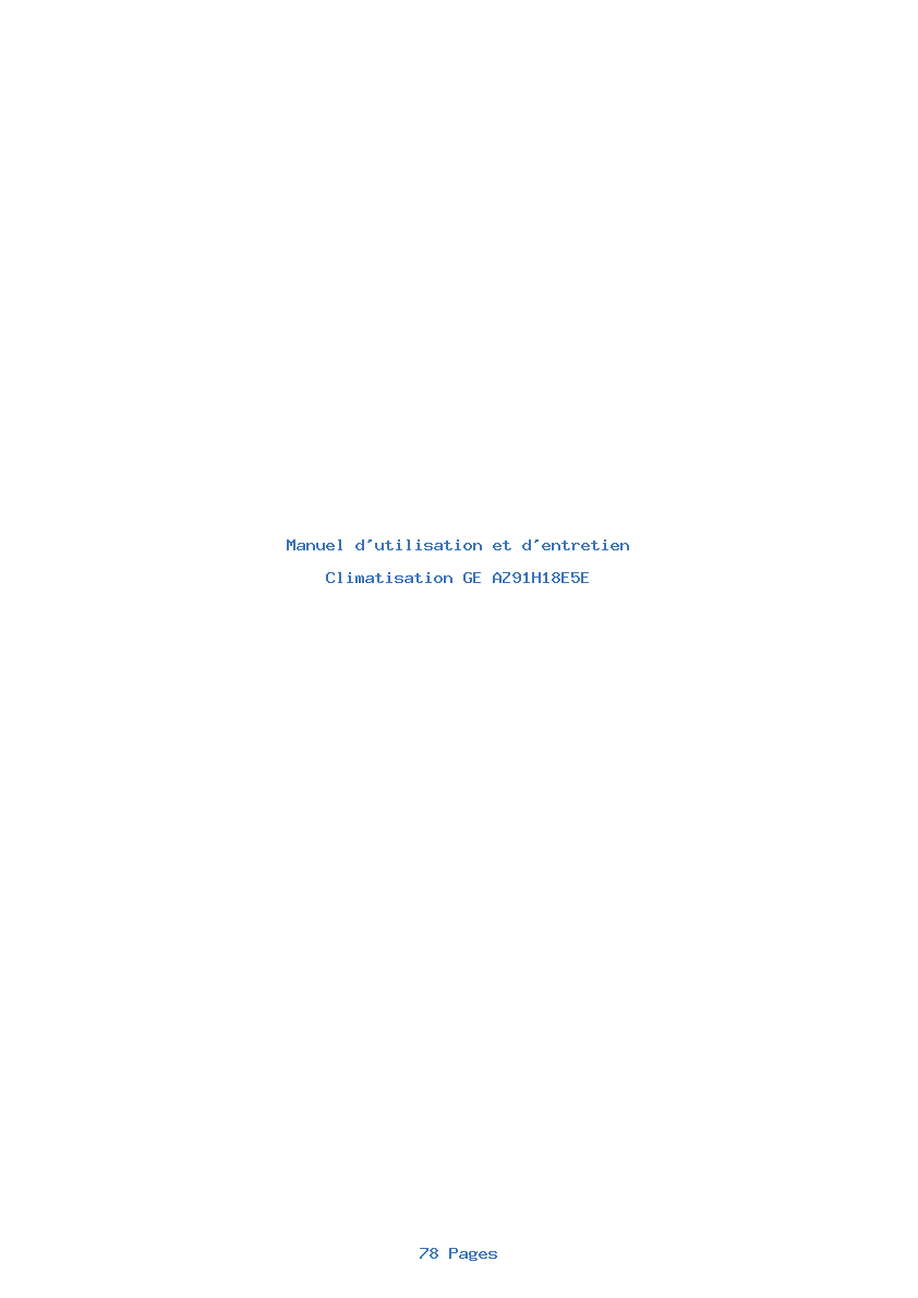 Page 1 de la notice Manuel d'utilisation et d'entretien GE AZ91H18E5E