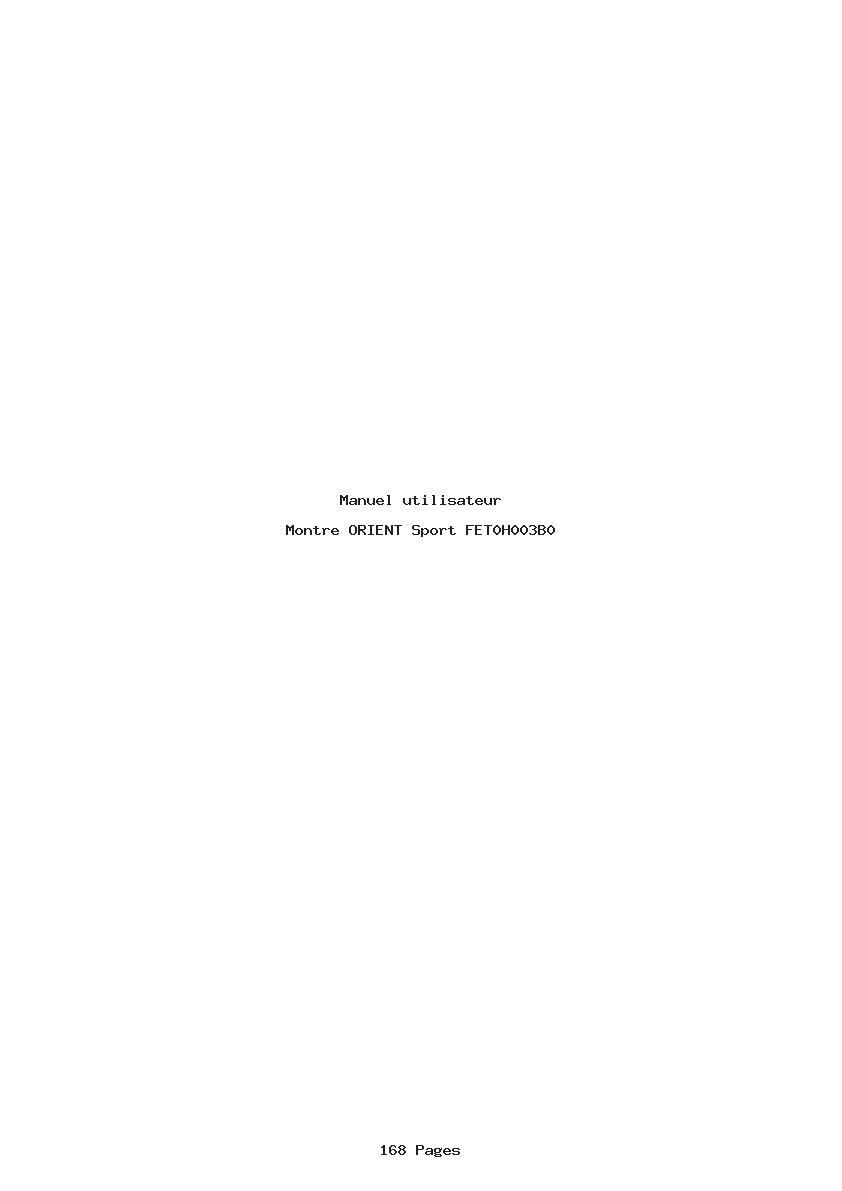 Page 1 de la notice Manuel utilisateur ORIENT Sport FET0H003B0
