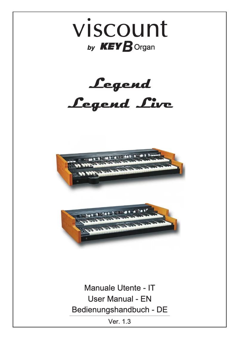 Page 1 de la notice Manuel utilisateur Viscount Legend Live