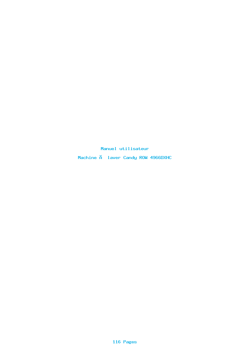 Page 1 de la notice Manuel utilisateur Candy ROW 4966DXHC