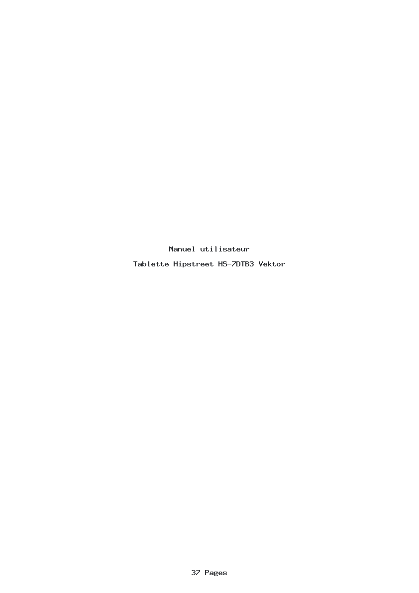 Page 1 de la notice Manuel utilisateur Hipstreet HS-7DTB3 Vektor