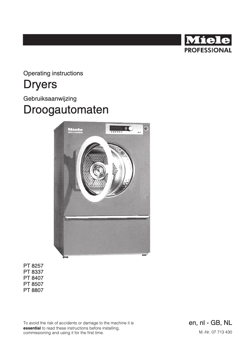 Página 1 del manual Manual de usuario Miele PT 8257