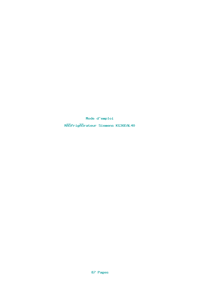 Page 1 de la notice Mode d'emploi Siemens KG36EAL40