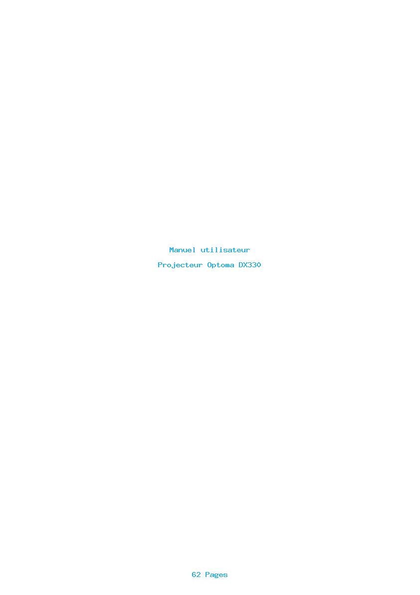 Page 1 de la notice Manuel utilisateur Optoma DX330