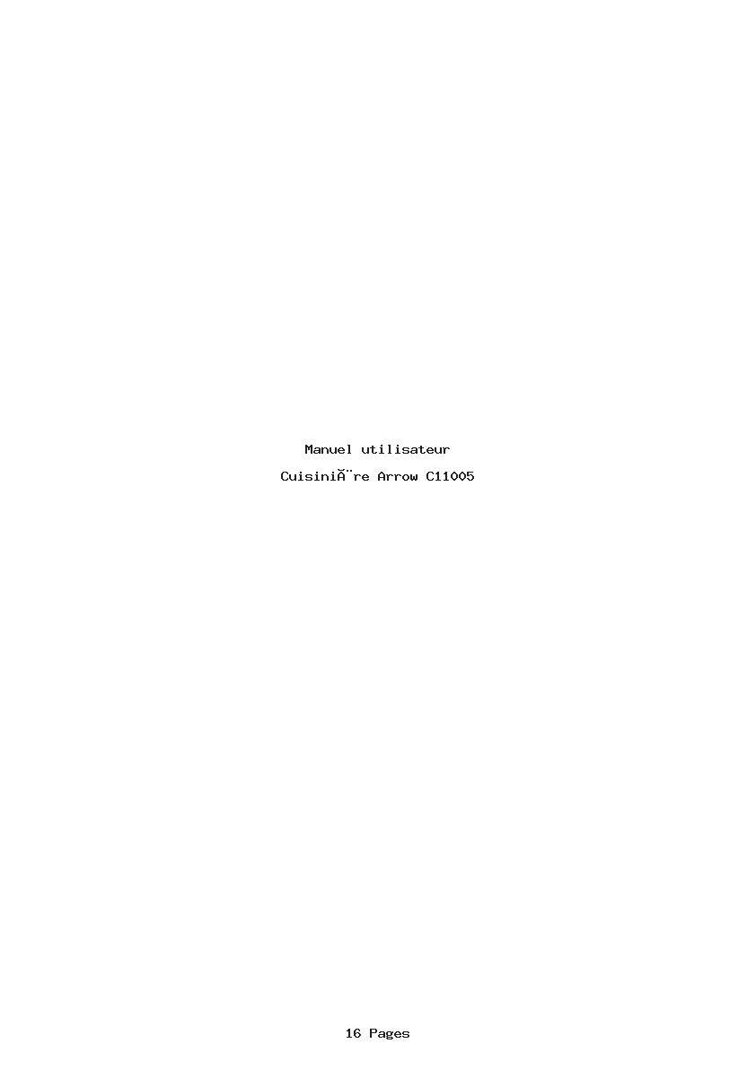 Page 1 de la notice Manuel utilisateur Arrow C11005
