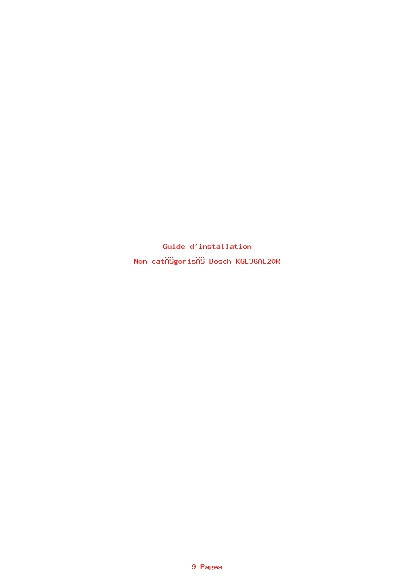Page 1 de la notice Guide d'installation Bosch KGE36AL20R