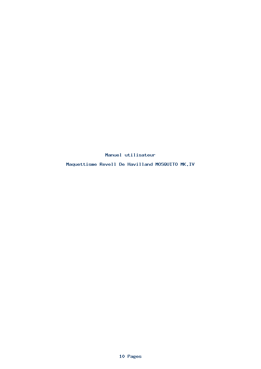 Page 1 de la notice Manuel utilisateur Revell De Havilland MOSQUITO MK.IV