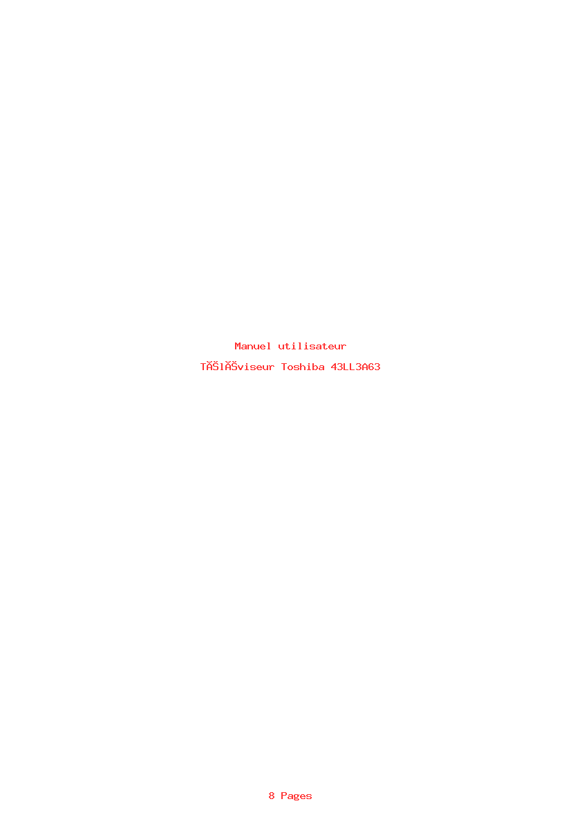 Page 1 de la notice Manuel utilisateur Toshiba 43LL3A63