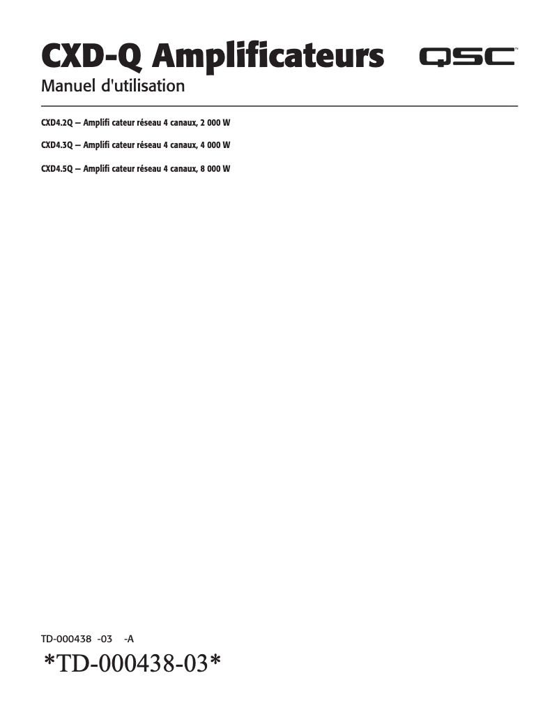 Page 1 de la notice Manuel utilisateur QSC CXD4.5Q