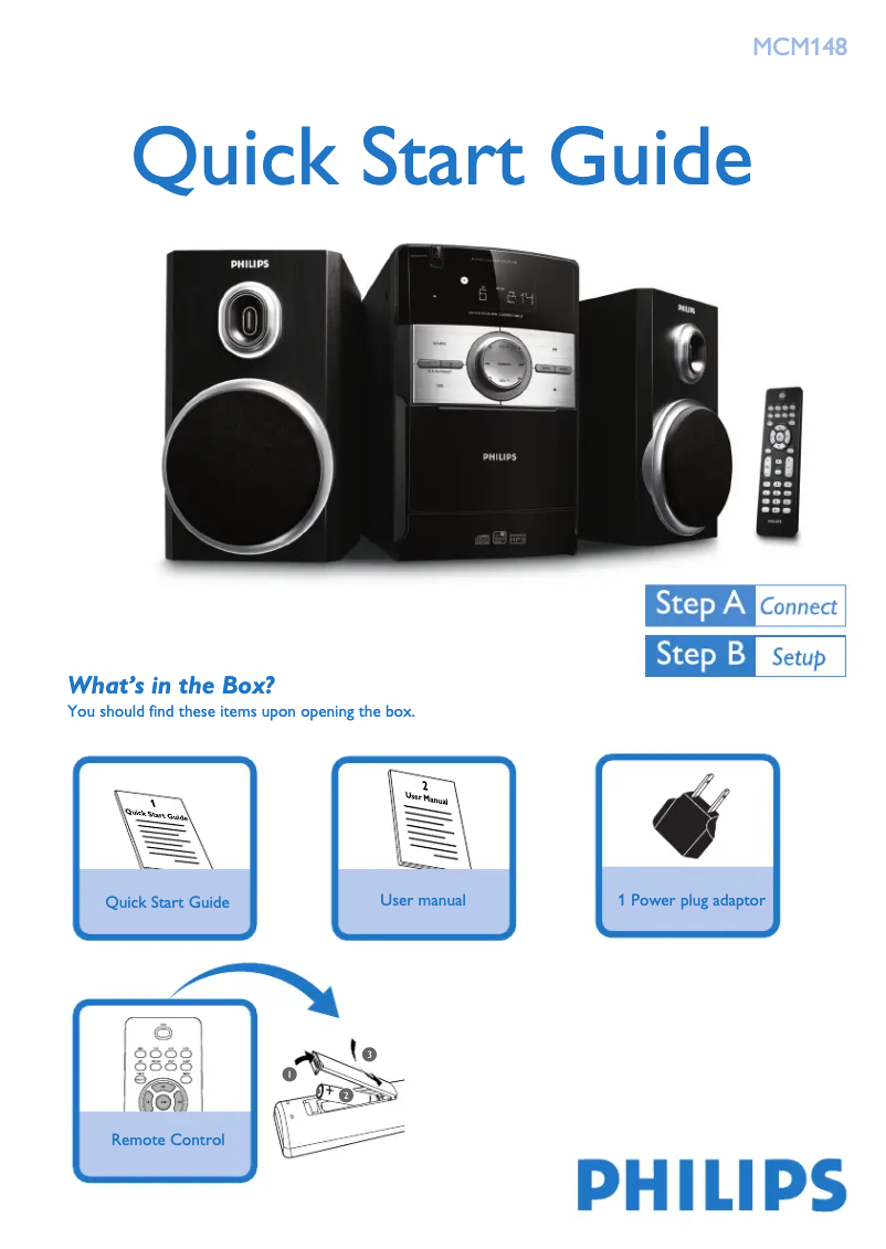 Page 1 de la notice Guide de démarrage rapide Philips MCM148