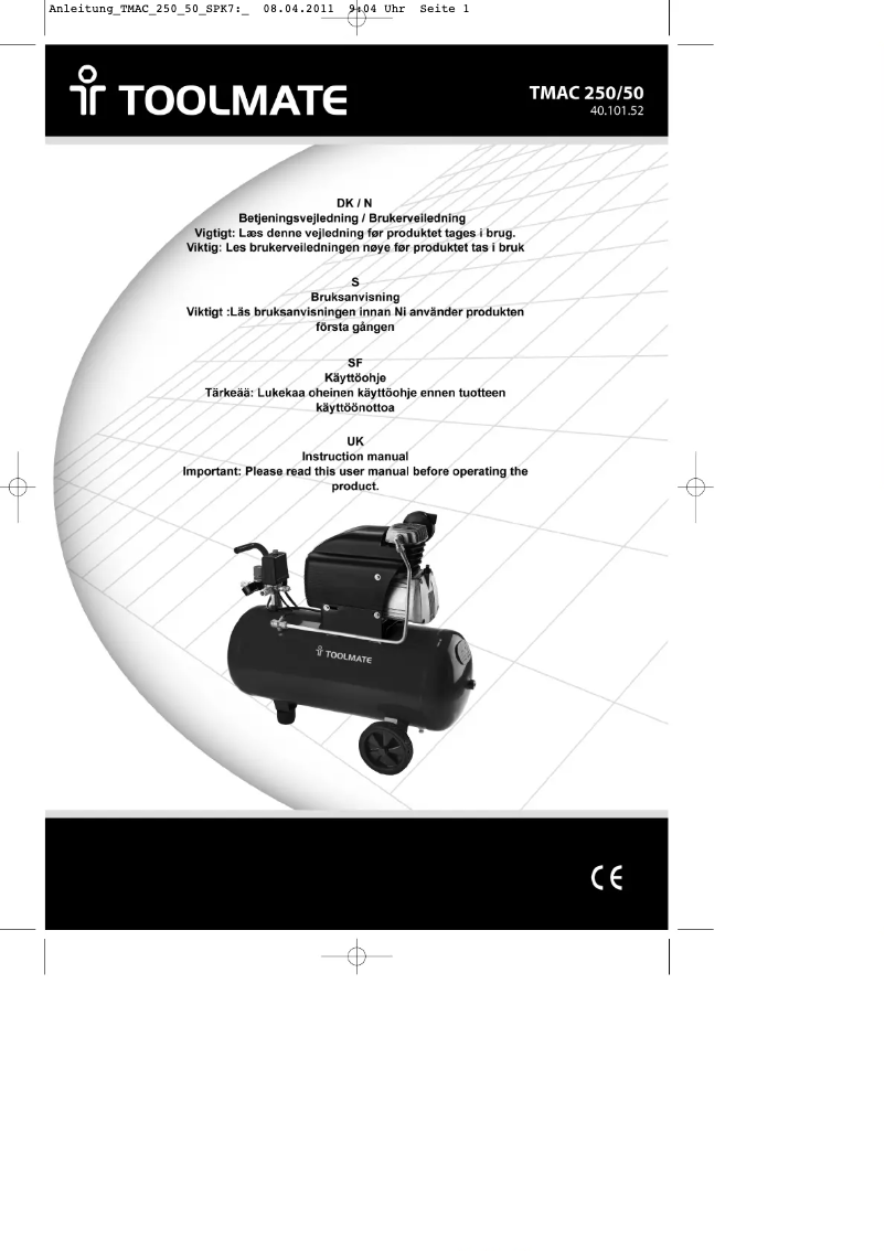 Page 1 of the manual User Manual TOOLMATE TMAC 250/50