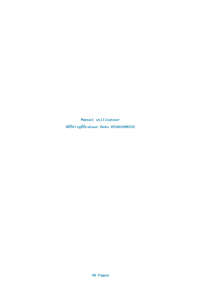Page 1 de la notice Manuel utilisateur Beko RSSA290M33X