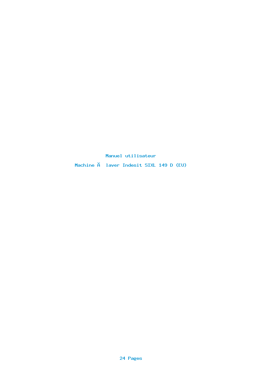 Page 1 de la notice Manuel utilisateur Indesit SIXL 149 D (EU)