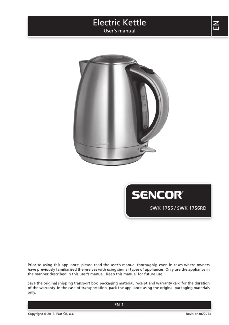 Page 1 de la notice Manuel utilisateur Sencor SWK 1755