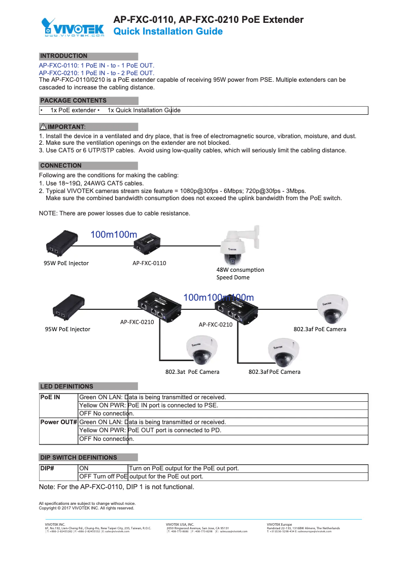 Page 1 de la notice Guide d'installation Vivotek AP-FXC-0110