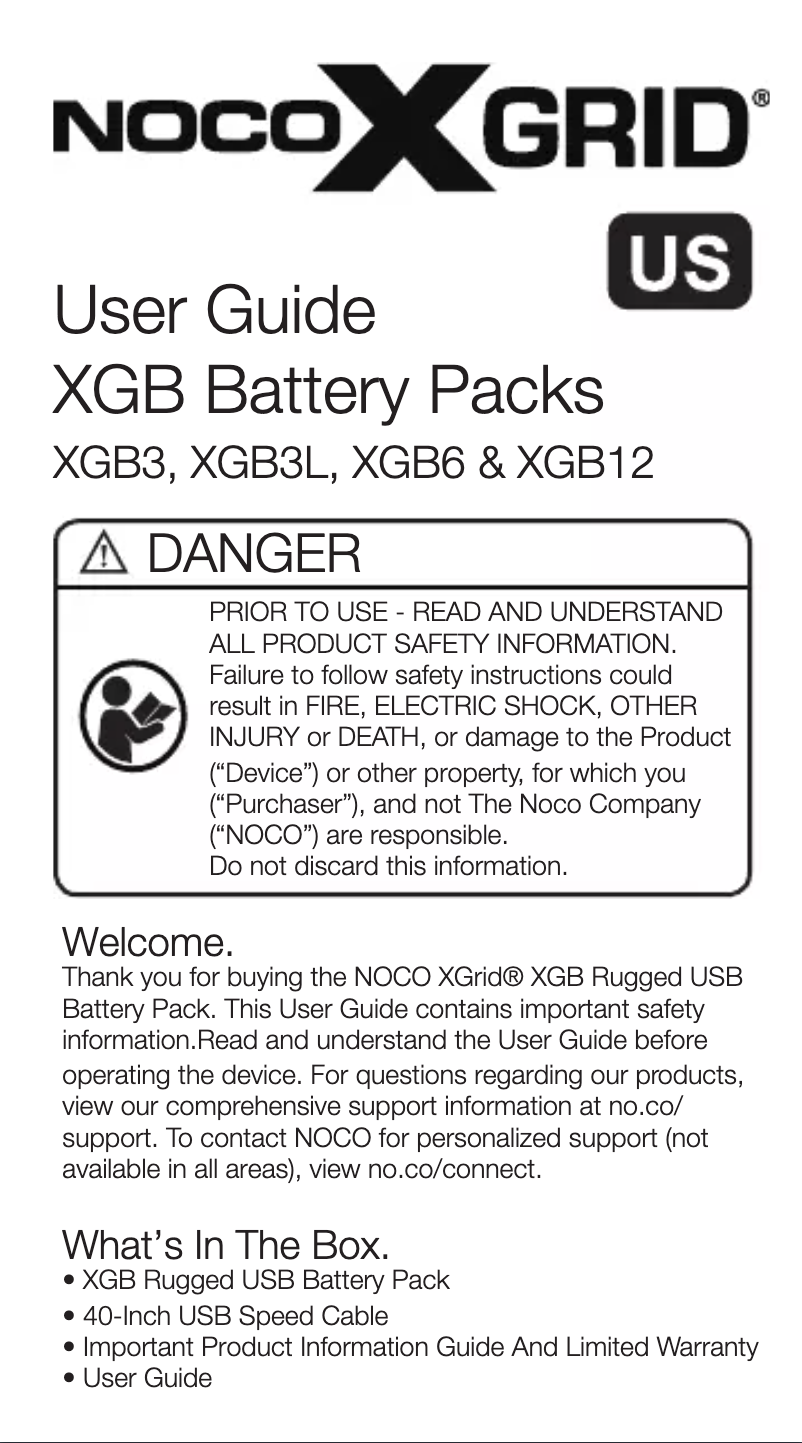 Page 1 of the manual User Manual NOCO XGrid XGB12