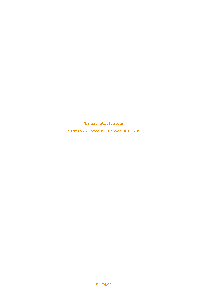 Page 1 de la notice Manuel utilisateur Denver BTG-615