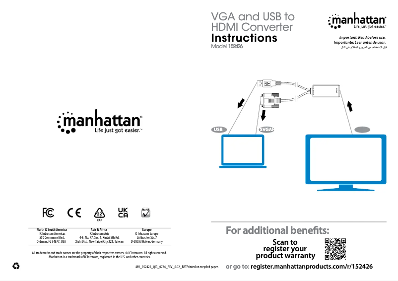 Page 1 de la notice Manuel utilisateur Manhattan 152426