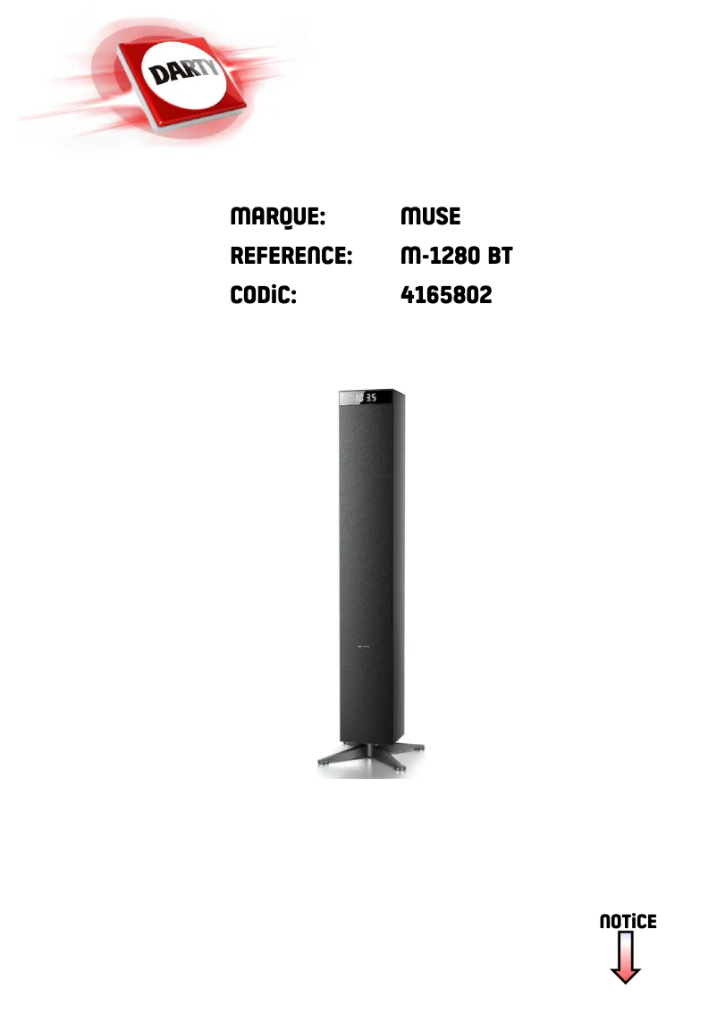 Page 1 of the manual User Manual Muse M-1280 BT