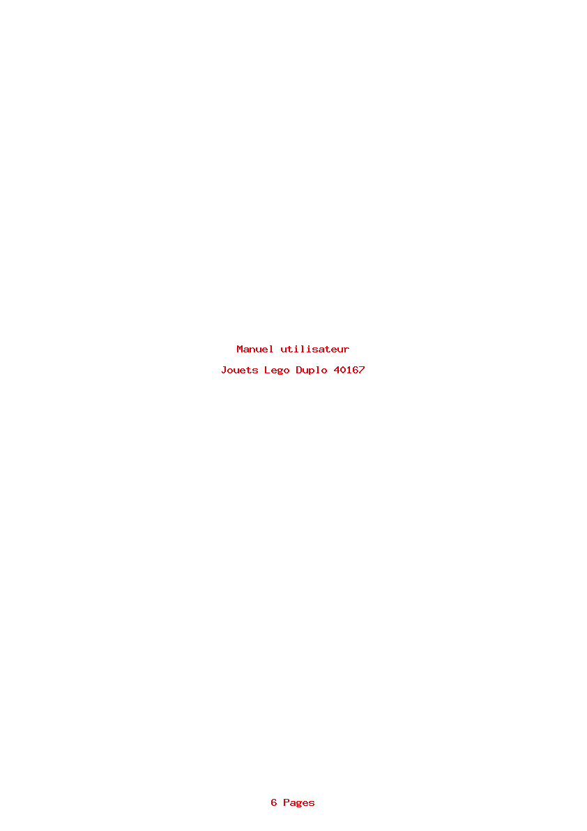 Page 1 de la notice Manuel utilisateur Lego Duplo 40167