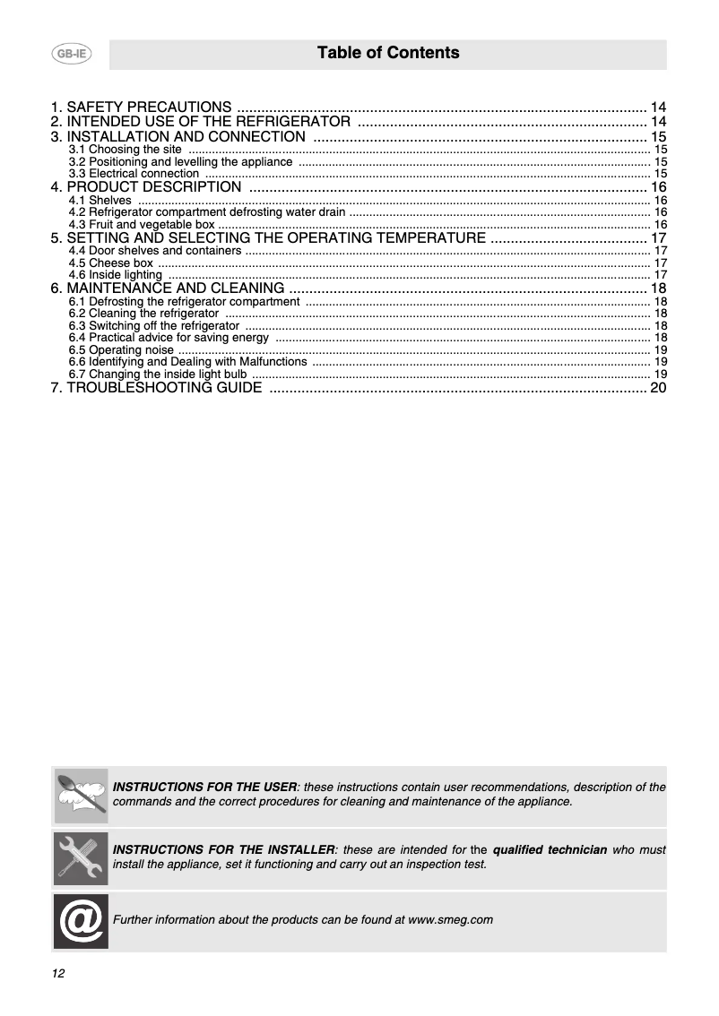Página 1 del manual Manual de usuario Smeg FAB10HRNE