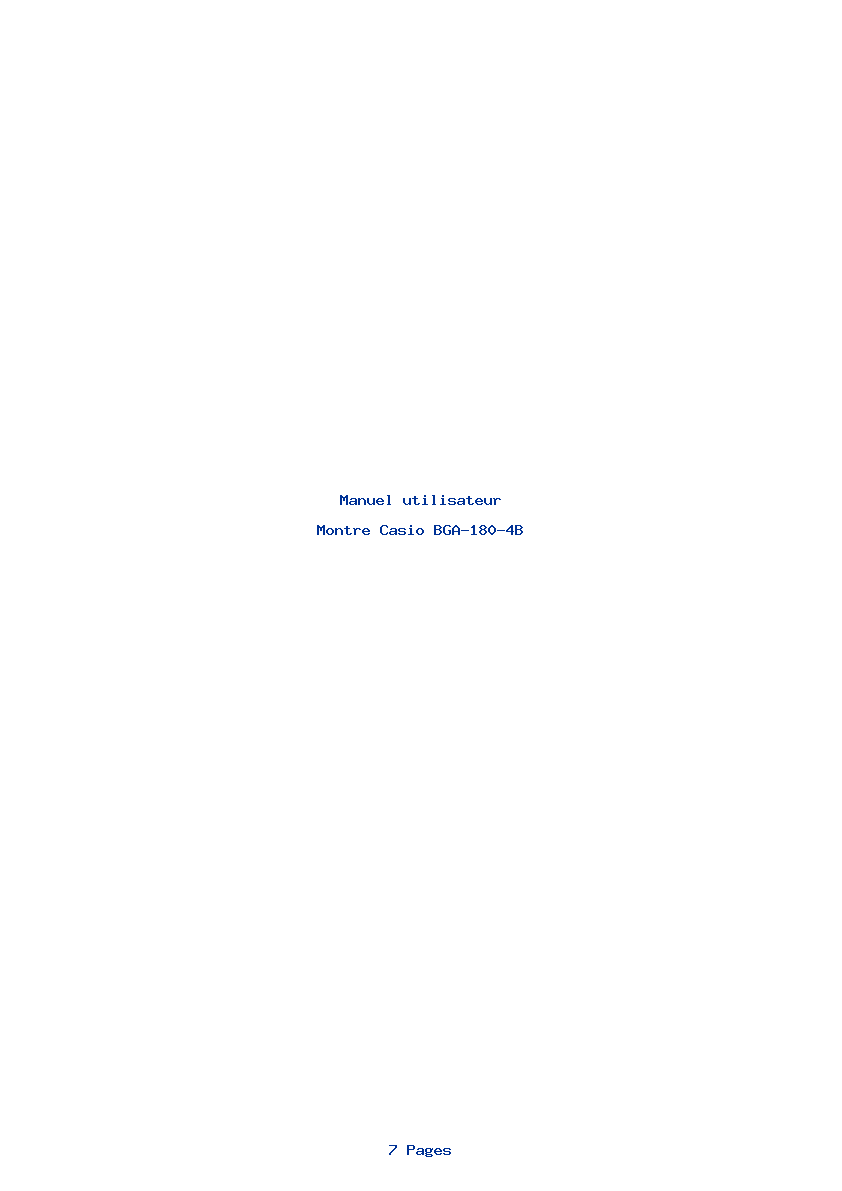 Page 1 de la notice Manuel utilisateur Casio BGA-180-4B