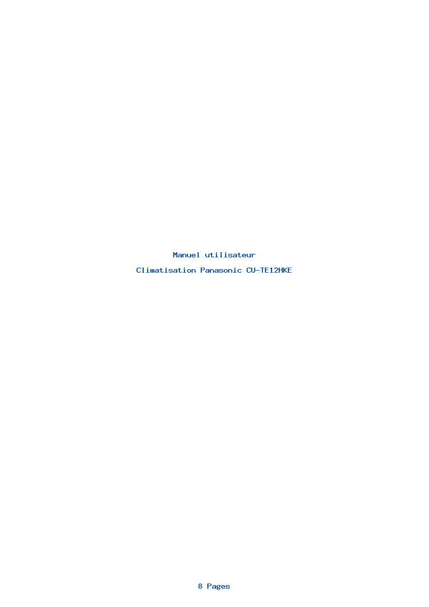 Page 1 de la notice Manuel utilisateur Panasonic CU-TE12HKE
