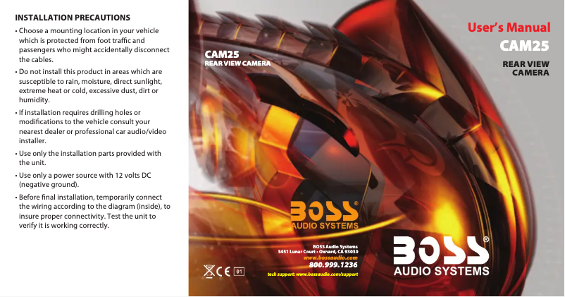 Página 1 del manual Manual de usuario Boss Rearview CAM25