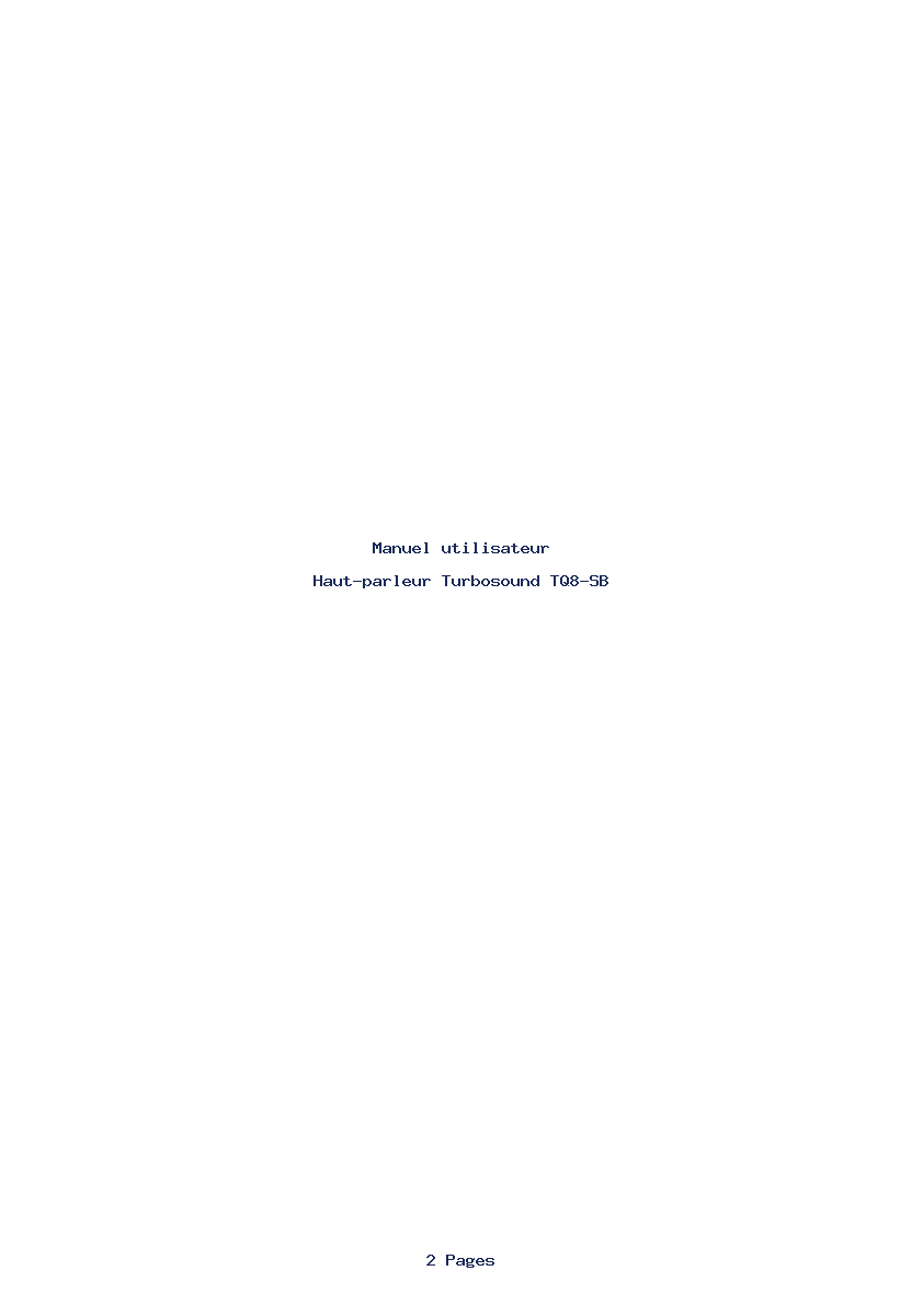 Page 1 de la notice Manuel utilisateur Turbosound TQ8-SB