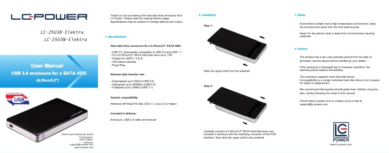 Page 1 de la notice Manuel utilisateur LC-Power LC-25U3B-Elektra