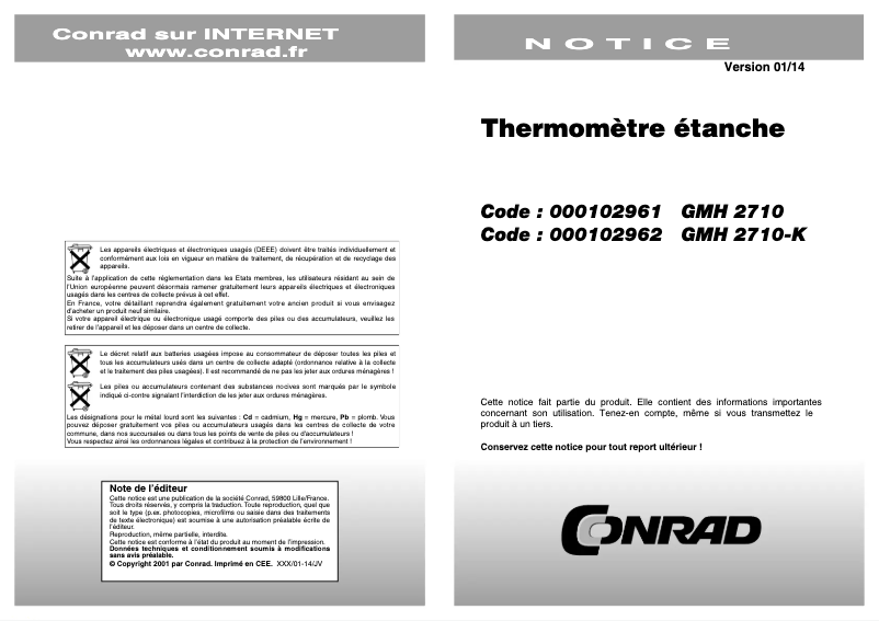 Page 1 de la notice Manuel utilisateur Greisinger GMH 2710K
