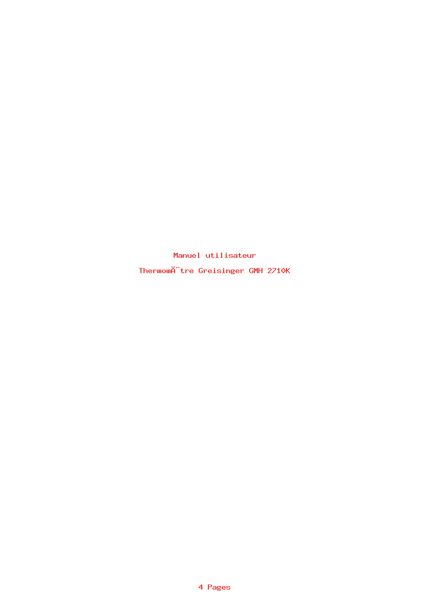 Page 1 de la notice Manuel utilisateur Greisinger GMH 2710K