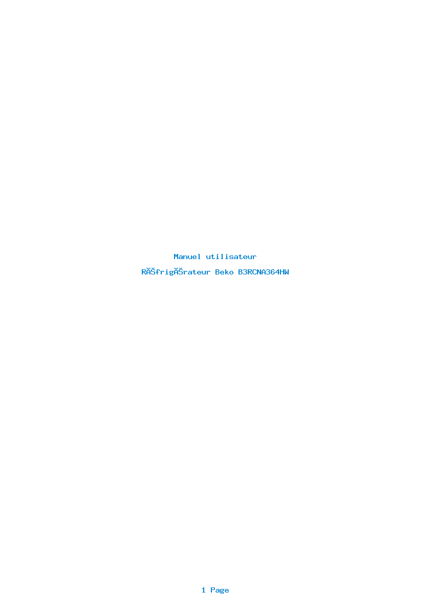 Page 1 de la notice Manuel utilisateur Beko B3RCNA364HW