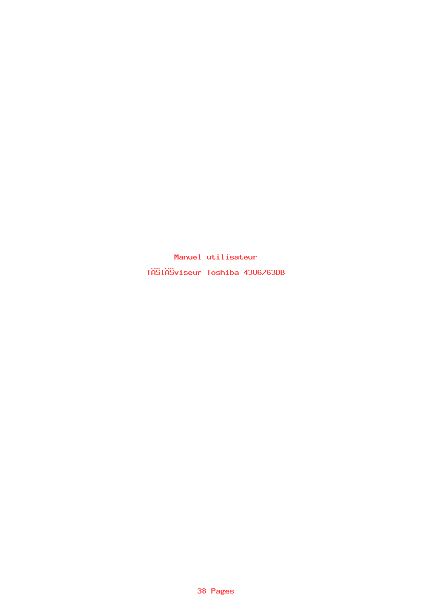 Page 1 de la notice Manuel utilisateur Toshiba 43U6763DB