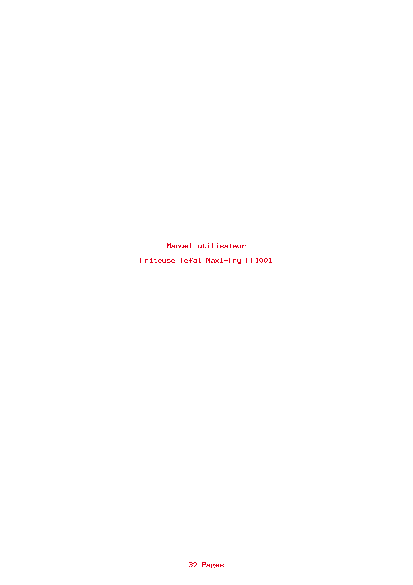 Page 1 de la notice Manuel utilisateur Tefal Maxi-Fry FF1001