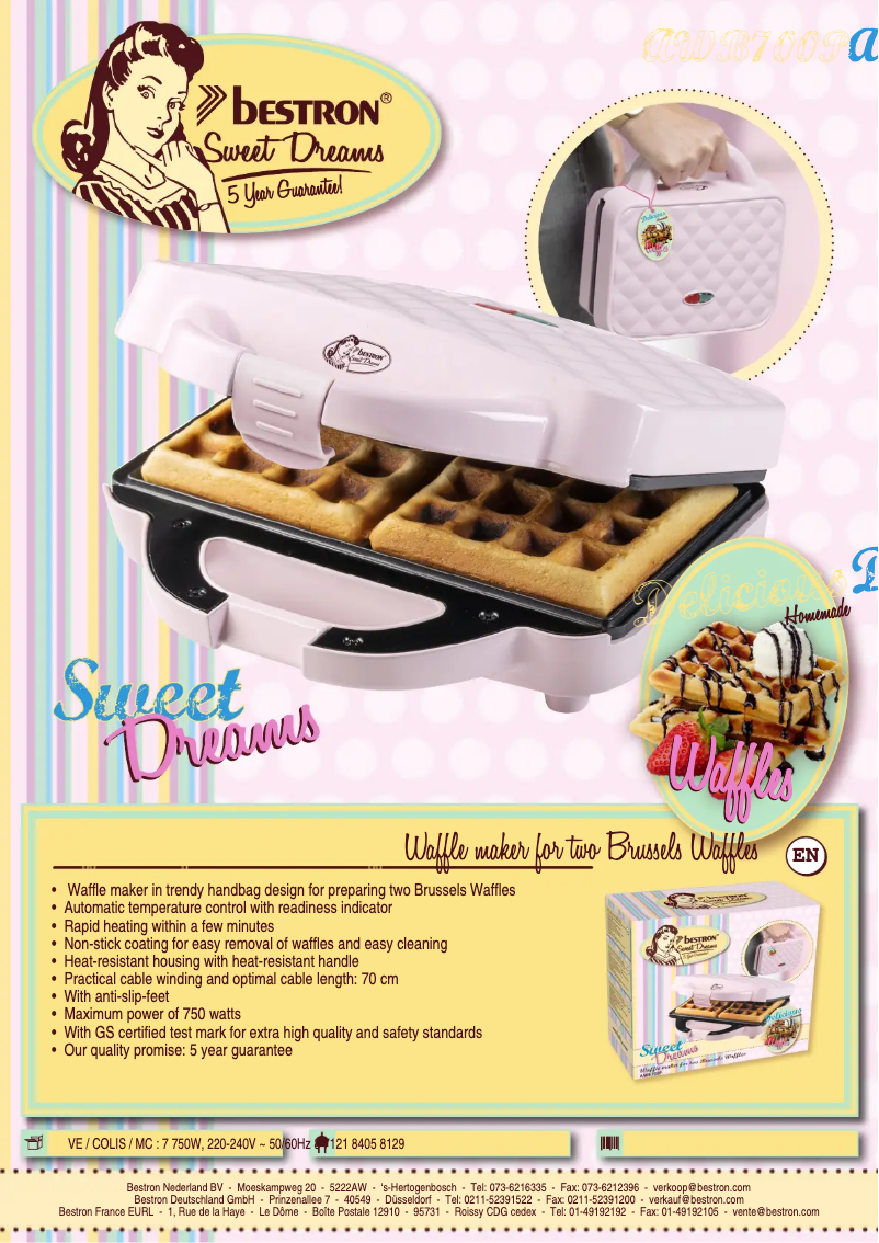 Página 1 del manual Ficha técnica Bestron Sweet Dreams AWB700P