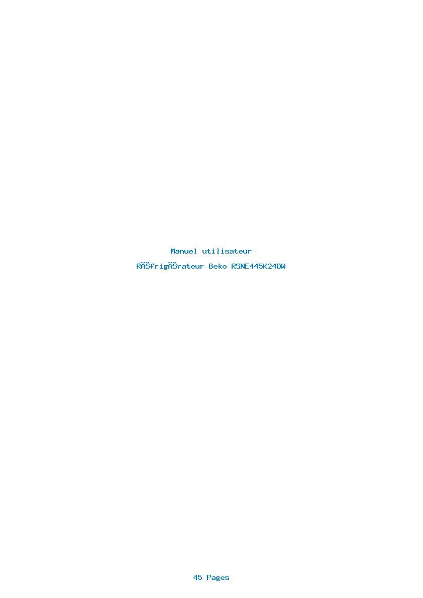 Page 1 de la notice Manuel utilisateur Beko RSNE445K24DW
