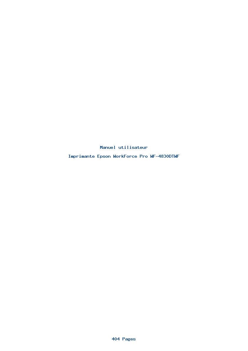 Page 1 de la notice Manuel utilisateur Epson WorkForce Pro WF-4830DTWF