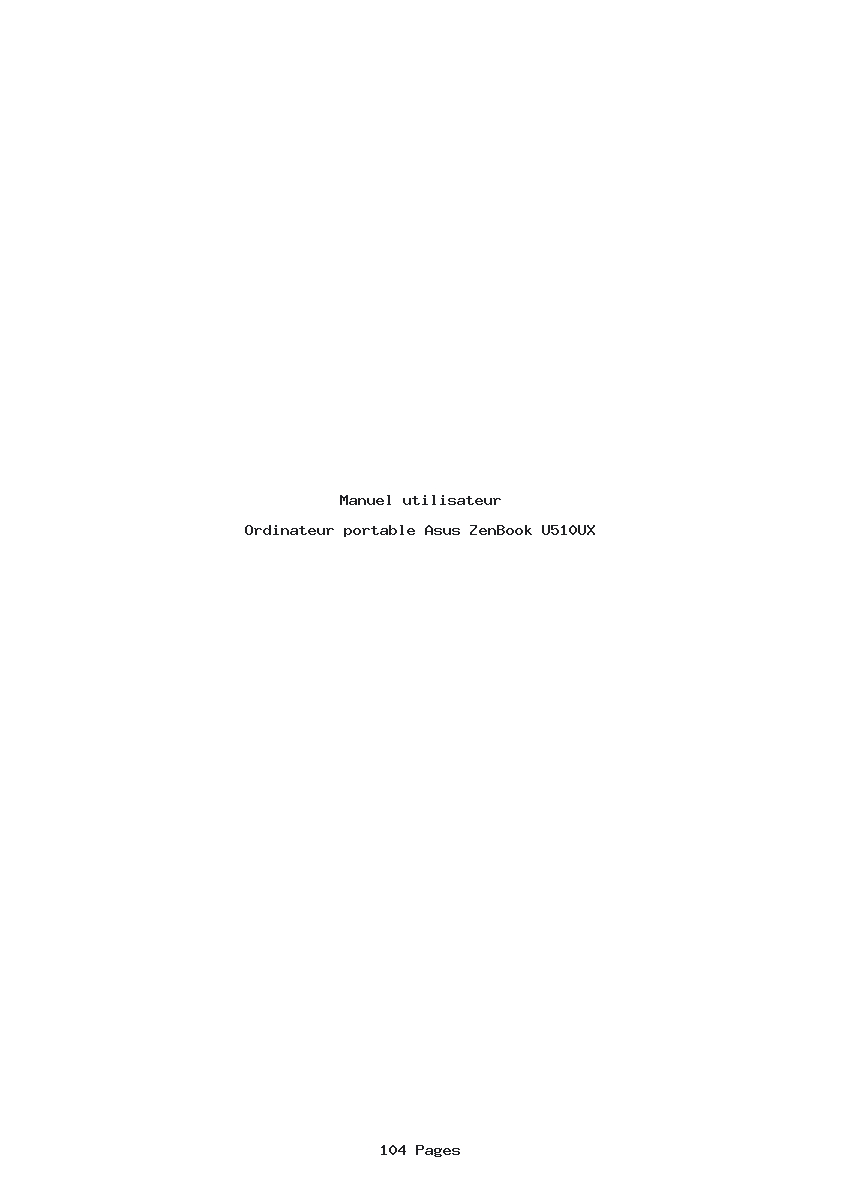 Page 1 de la notice Manuel utilisateur Asus ZenBook U510UX