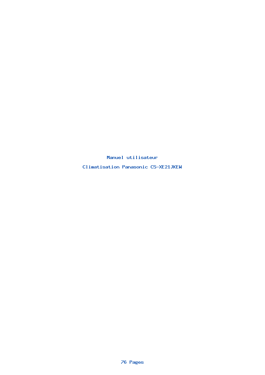 Page 1 de la notice Manuel utilisateur Panasonic CS-XE21JKEW