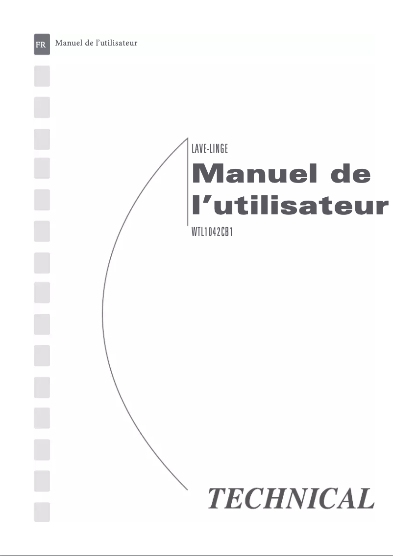 Page 1 de la notice Manuel utilisateur Technical WTL1042CB1