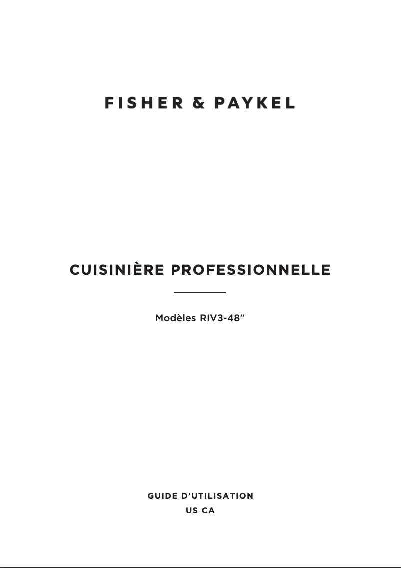 Page 1 de la notice Manuel utilisateur Fisher & Paykel RIV3-486