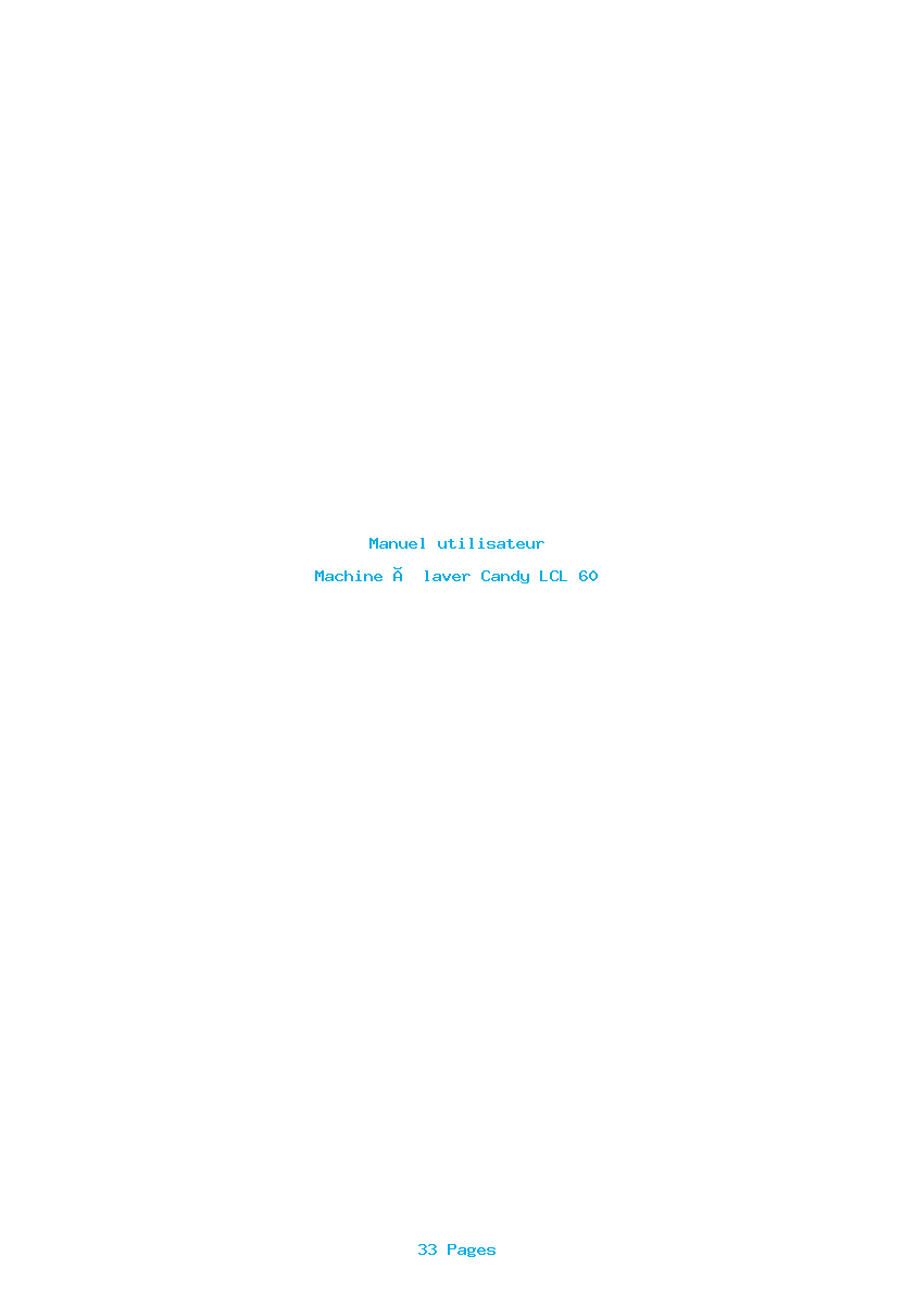 Page 1 de la notice Manuel utilisateur Candy LCL 60