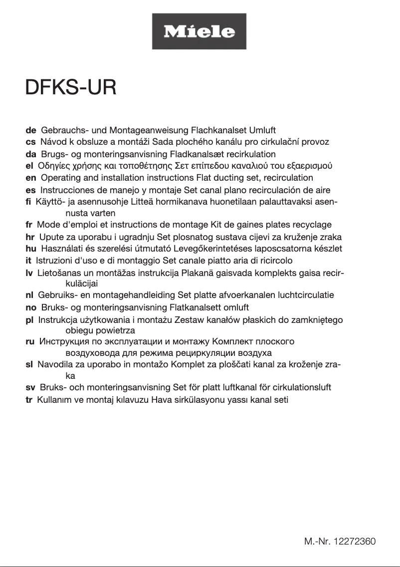 Page 1 de la notice Manuel utilisateur Miele DUU 1500