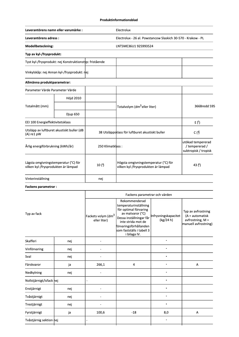Page 1 de la notice Manuel utilisateur Electrolux LNT5ME36U1